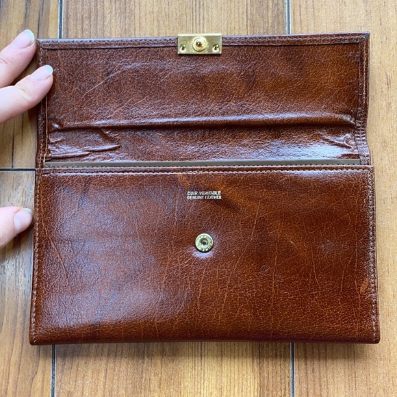 Genuine Leather Vintage Renwick Tri-Fold Wallet cheque book - Picture 3 of 11